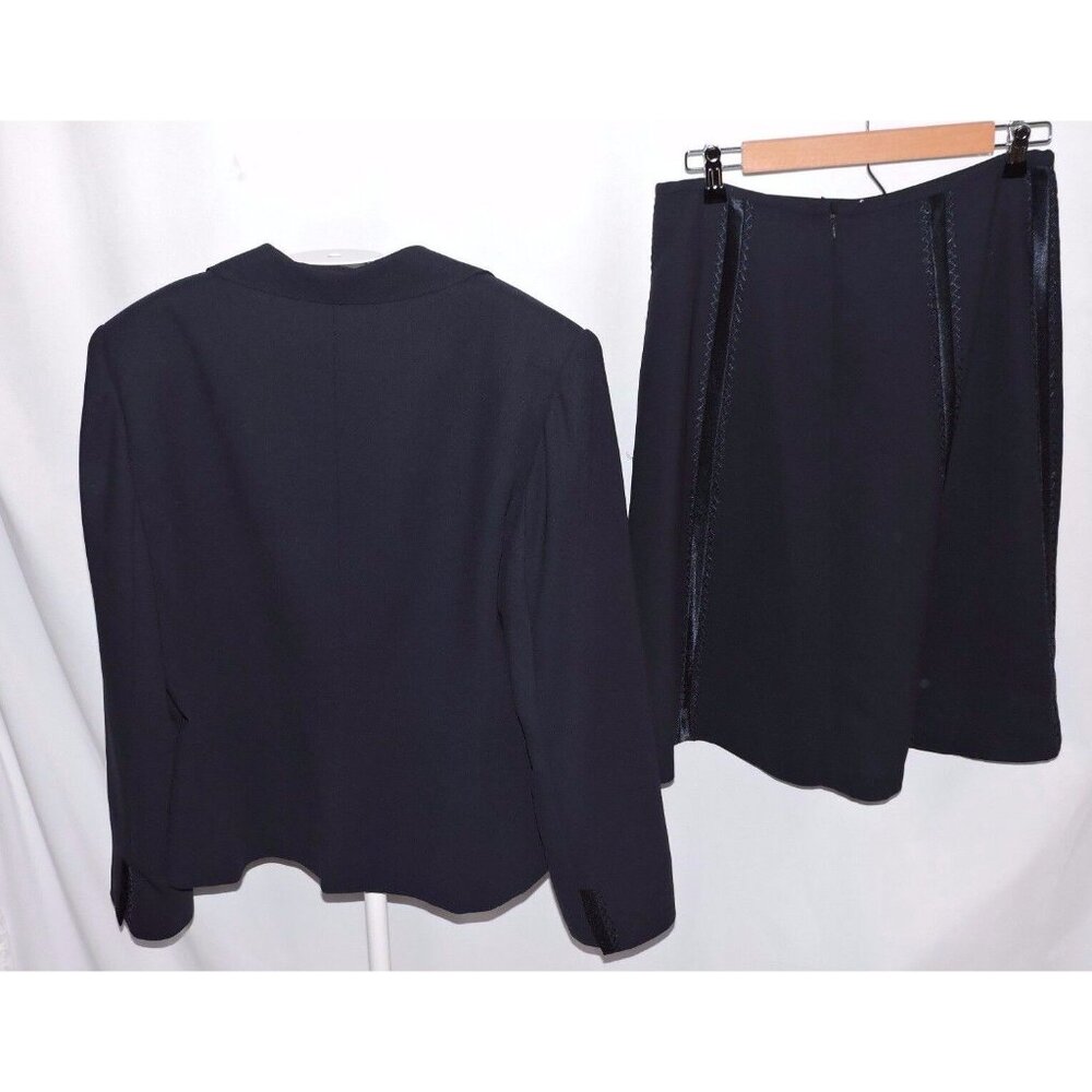 Dressbarn Skirt Suit Set Career Blazer Jacket Navy Blue Knee Length Lined 10 EUC - Picture 7 of 11